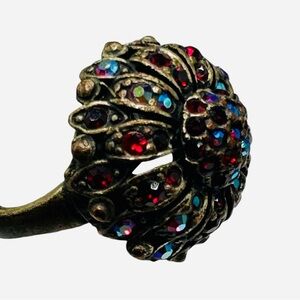 Fabulous Vintage Signed Hobe’ Red AB Rhinestone Ring